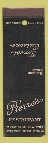 Matchbook Cover - Pierre's Restaurant New York City SAMPLE
