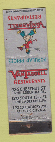 Matchbook Cover - Van Tassell Restaurants Philadelphia PA Atlantic City NJ WORN