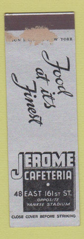 Matchbook Cover Jerome Cafeteria Bronx Yankees Stadium baseball ref SAMPLE WORN