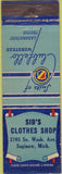 Matchbook Cover - Clubfello men's suits Saginaw MI