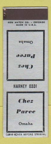 Matchbook Cover - Chez Paree Restaurant Omaha NE GEM SAMPLE