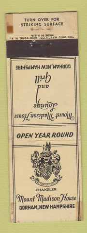 Matchbook Cover - Mount Madison Hotel Gorham NH WEAR