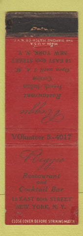Matchbook Cover - Reggie Restaurant New York City WEAR