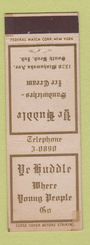 Matchbook Cover - Ye Huddle South Bend IN Federal