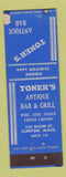 Matchbook Cover - Toner's Antique Bar Clinton MA Federal WORN
