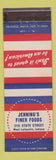 Matchbook Cover - Jenning's Finer Foods West Lafayette IN