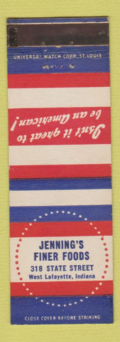 Matchbook Cover - Jenning's Finer Foods West Lafayette IN