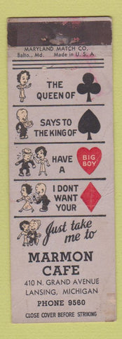 Matchbook Cover - Marmon Cafe Lansing MI