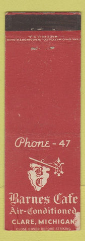 Matchbook Cover - Barnes Cafe Clare MI WORN