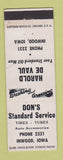 Matchbook Cover - Don's Standard oil gas Inwood IA Harold De Vaul