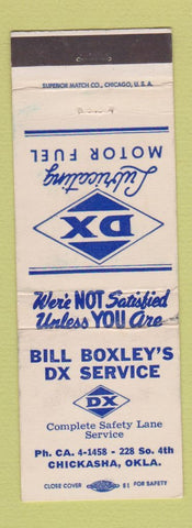 Matchbook Cover - Bill Boxley's DX oil gas Chickasha OK