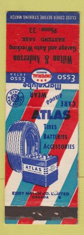 Matchbook Cover Esso oil gas Wilton Anderson Eastend SK low phone # Atlas Tires