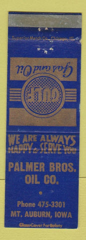 Matchbook Cover - Palmer Bros Gulf oil gas Mount Auburn IA