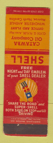 Matchbook Cover - Shell oil gas Catawba Monroe NC WEAR