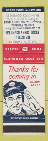 Matchbook Cover - Bristol Esso oil gas VA