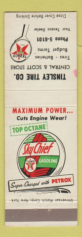 Matchbook Cover - Texaco oil gas Tinsley Tire