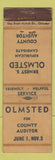 Matchbook Cover - Ernest Olmsted County Auditor Election WEAR