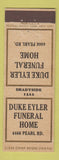 Matchbook Cover - Duke Eyler Funeral Home Federal