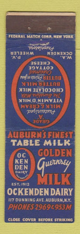 Matchbook Cover - Ockenden Dairy Auburn NY FEDERAL LONG Golden Guernsey Milk
