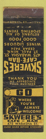 Matchbook Cover - Skwere's Cafe Bar St Paul MN