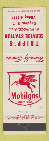 Matchbook Cover - Tripp's Mobil oil gas Dryden NY