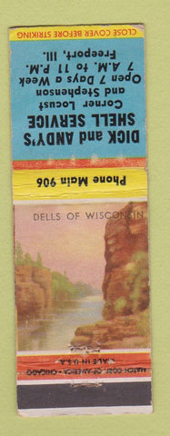 Matchbook Cover - Dick and Andy's Shell oil gas Freeport IL WEAR