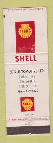 Matchbook Cover - Shell oil gas Ed's Automotive Clinton BC WEAR
