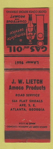 Matchbook Cover - JW Lietch Amoco oil gas Atlanta GA WORN
