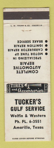 Matchbook Cover - Tucker's Gulf oil gas Amarillo TX