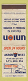 Matchbook Cover - Union 76 oil gas Seville Akron OH WEAR