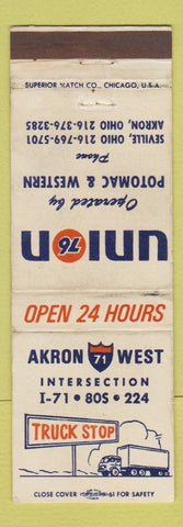 Matchbook Cover - Union 76 oil gas Seville Akron OH WEAR