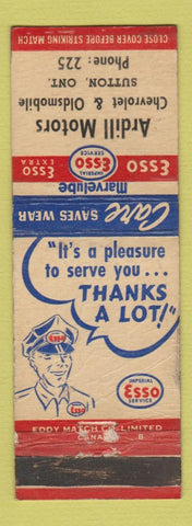 Matchbook Cover - Ardill Motors Chevrolet Oldsmobile Esso oil gas Sutton ON WORN