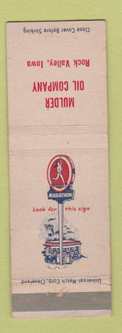 Matchbook Cover - Mulder oil gas Marathon Rock Valley IA WEAR