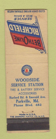 Matchbook Cover - Betholine Richfield oil gas Parkville MD POOR BACK
