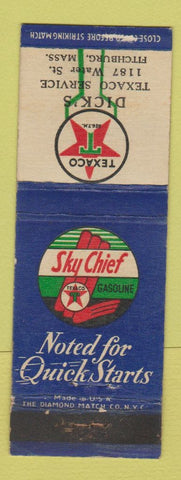 Matchbook Cover - Texaco oil gas Dick's Fitchburg MA