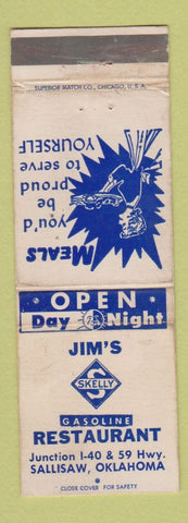 Matchbook Cover - Jim's Skelly oil gas Sallisaw OK WEAR