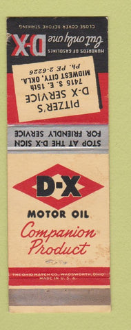 Matchbook Cover - DX oil gas Pitzer's Midwest City OK