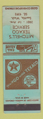 Matchbook Cover - Mitchell's Texaco oil gas Seattle WA WORN