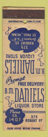 Matchbook Cover - BM Daniels Liquor Store St Paul MN WEAR