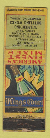 Matchbook Cover - Kings Court Mixer Soda? Tang Wilmerding PA WORN