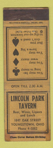 Matchbook Cover - Lincoln Park Tavern Youngstown OH WORN
