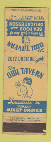 Matchbook Cover - Owl Tavern Baltimore MD girlie WEAR