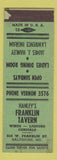 Matchbook Cover - Hanley's Franklin Tavern Baltimore MD SAMPLE WORN