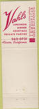 Matchbook Cover - Vahl's Restaurant Alviso CA