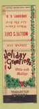 Matchbook Cover - Mollye's Cafe Gregory SD Christmas