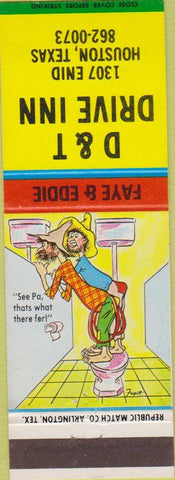 Matchbook Cover - D and T Drive Inn Houston TX hillbilly Republic Match