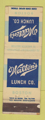 Matchbook Cover - Walton's Lunch Boston MA WEAR