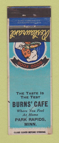Matchbook Cover - Burns' Cafe Park Rapids MI