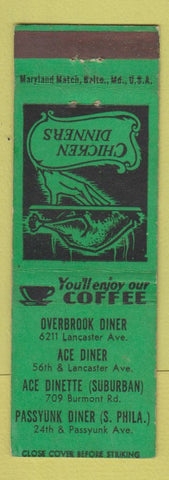Matchbook Cover - Overbrook Ace Diners Passyunk Philadelphia PA