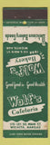 Matchbook Cover - Wolf's Cafeteria Wichita KS bakery
